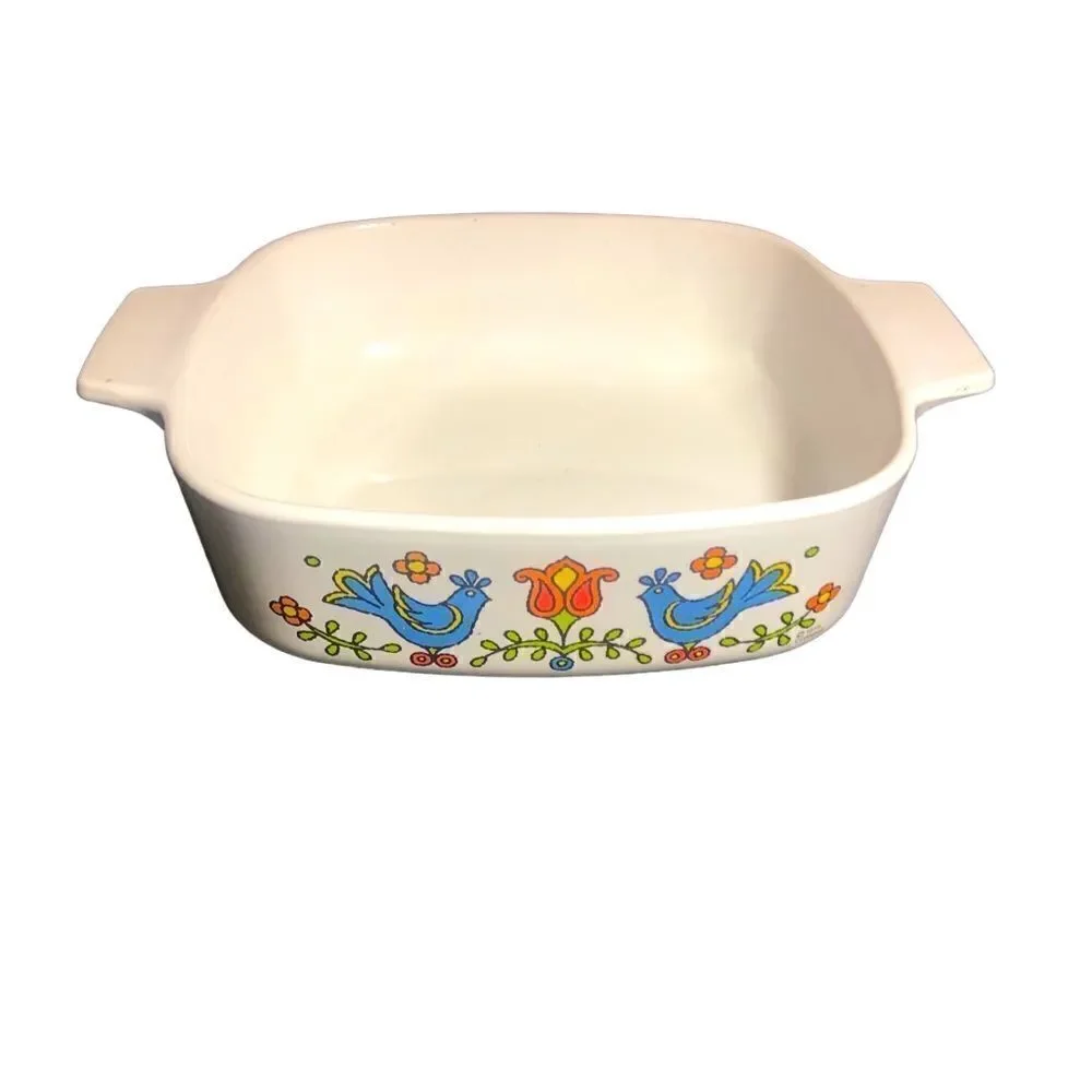 Corningware Bluebirds Countr Festival Square 2 Quart Casserole Dish Without Lid